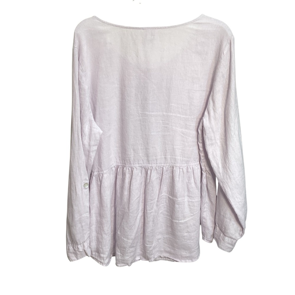 Sigrid Olsen Linen Button Down Shirt Women XL Purple Peplum Boho Coastal Minimal - Picture 3 of 7